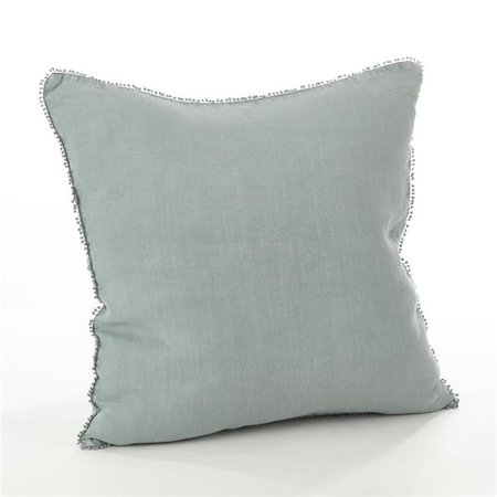 SARO LIFESTYLE SARO 15063.BG20S 20 in. Square Pompom Design Pillow with Down Filled  Blue Grey 15063.BG20S